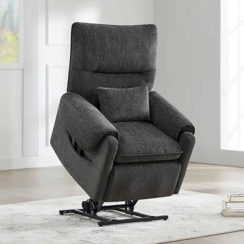 Power Lift Recliner with Heat & Massage - Infinite Position Elderly Chair - Chenille Fabric - USB Port - 350 lbs Capacity