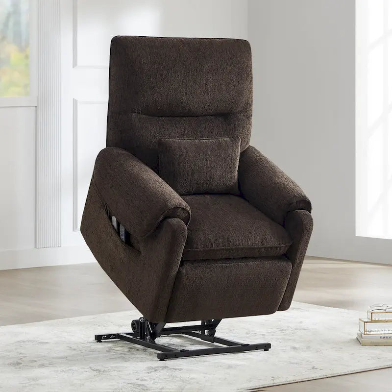 Power Lift Recliner with Heat & Massage - Infinite Position Elderly Chair - Chenille Fabric - USB Port - 350 lbs Capacity