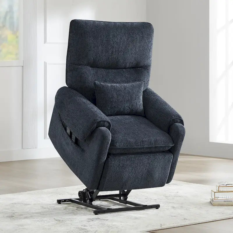 Power Lift Recliner with Heat & Massage - Infinite Position Elderly Chair - Chenille Fabric - USB Port - 350 lbs Capacity