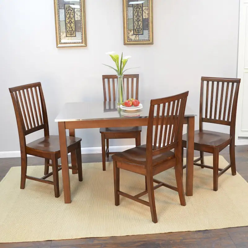 Mission Style Dining Chair - Solid Hardwood 18W x 20D x 38.75H - Slat Back - 3 Finish Options