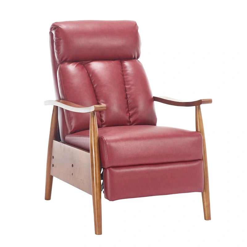 Adjustable Recliner Chair with Footrest - Wood Frame - High-Density Foam - Mid-Century Modern - 250 lbs - Linen/Leather/Microsuede