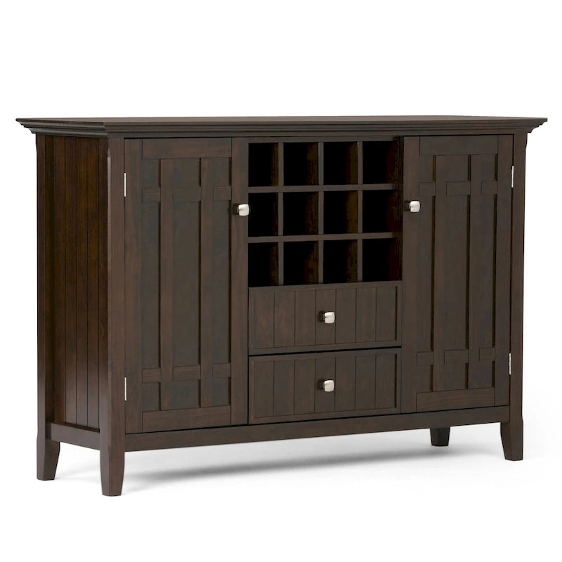 54" Sideboard Buffet with Wine Rack - Solid Wood 54W x 17D x 36H - 12-Bottle Storage - Transitional Style