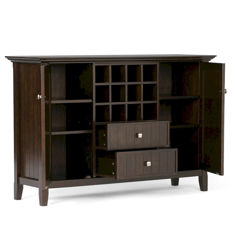 54" Sideboard Buffet with Wine Rack - Solid Wood 54W x 17D x 36H - 12-Bottle Storage - Transitional Style