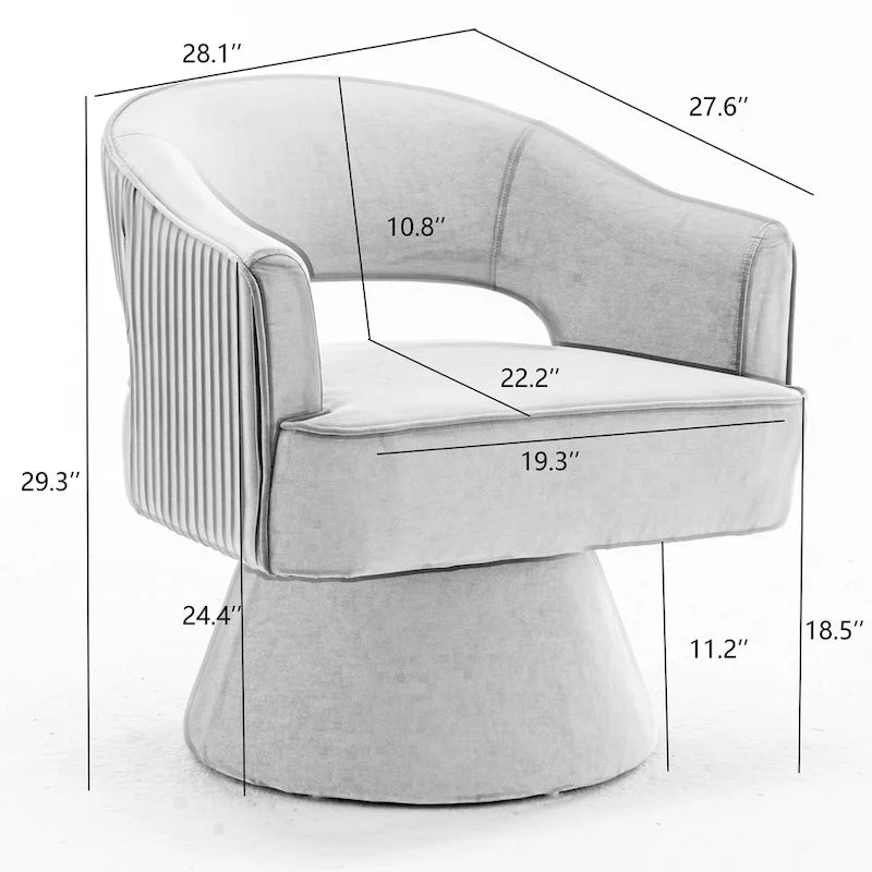 360 Swivel Accent Arm Barrel Chair Set of 2, Velvet Upholstered Living Room Chair with Metal Base, 250lbs Capacity