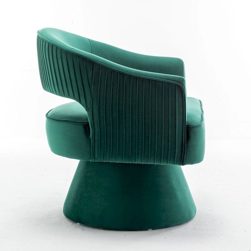 360 Swivel Accent Arm Barrel Chair Set of 2, Velvet Upholstered Living Room Chair with Metal Base, 250lbs Capacity