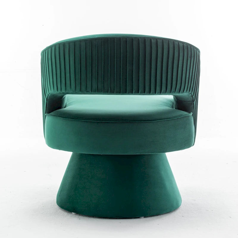 360 Swivel Accent Arm Barrel Chair Set of 2, Velvet Upholstered Living Room Chair with Metal Base, 250lbs Capacity