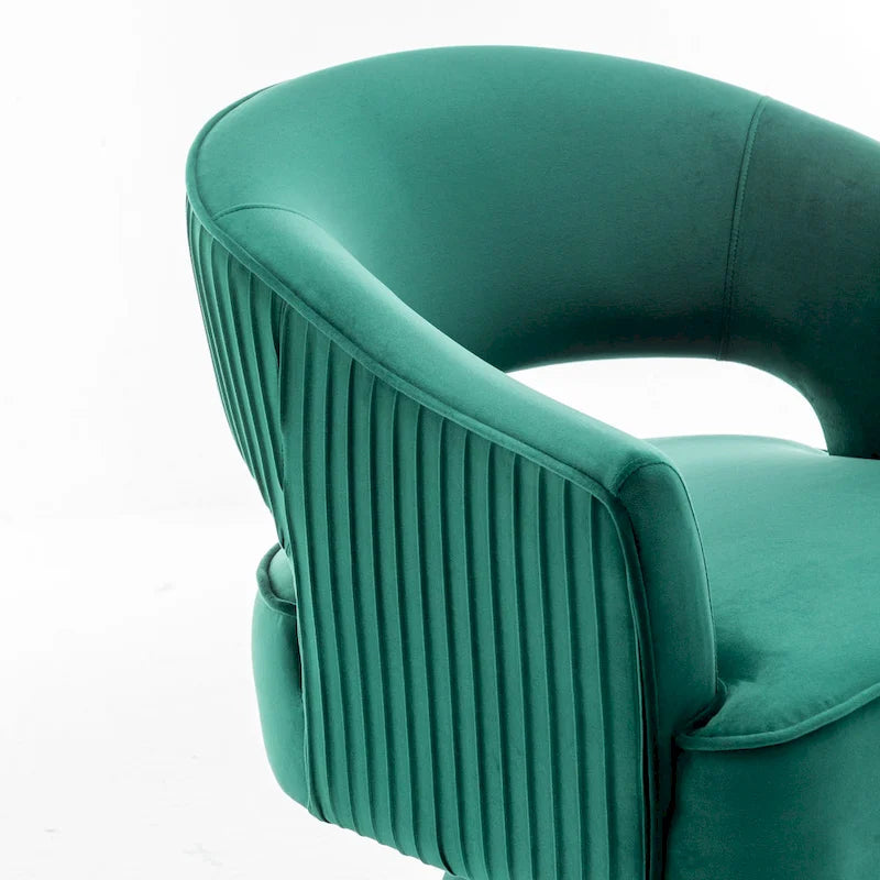 360 Swivel Accent Arm Barrel Chair Set of 2, Velvet Upholstered Living Room Chair with Metal Base, 250lbs Capacity