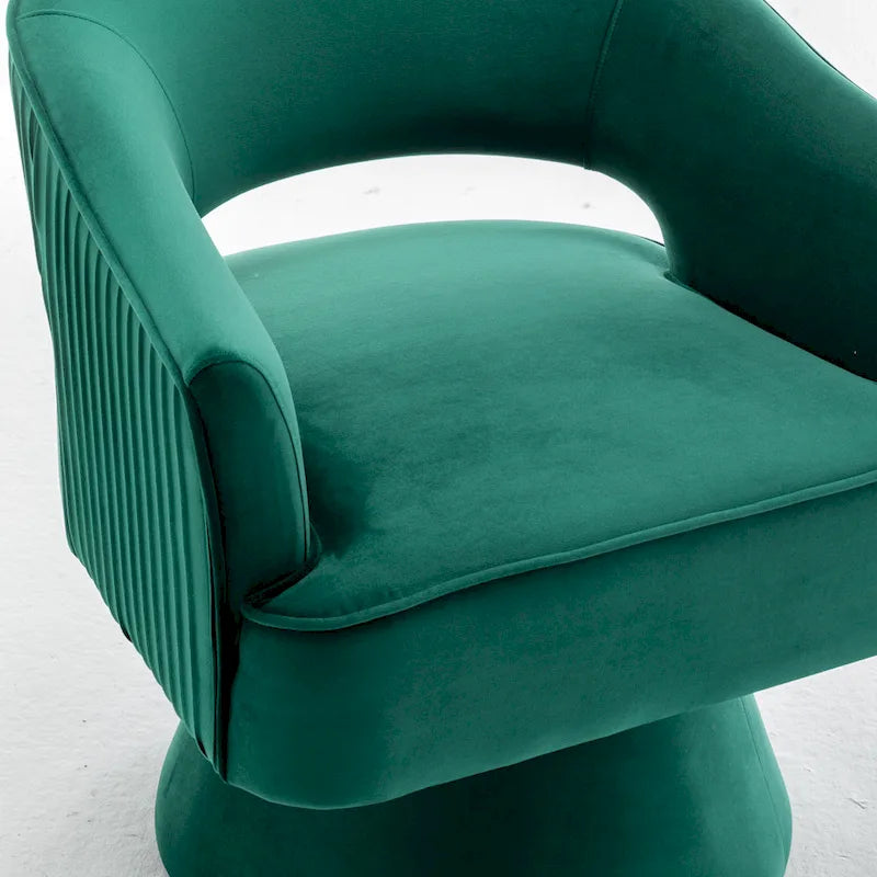 360 Swivel Accent Arm Barrel Chair Set of 2, Velvet Upholstered Living Room Chair with Metal Base, 250lbs Capacity