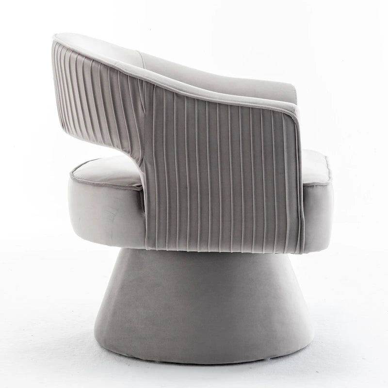 360 Swivel Accent Arm Barrel Chair Set of 2, Velvet Upholstered Living Room Chair with Metal Base, 250lbs Capacity