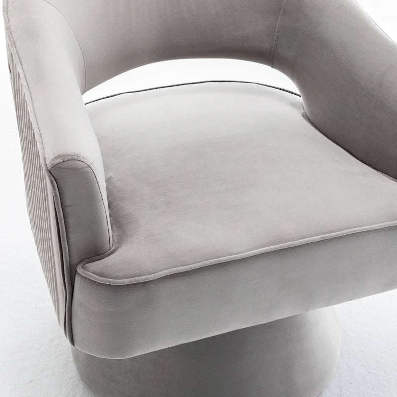 360 Swivel Accent Arm Barrel Chair Set of 2, Velvet Upholstered Living Room Chair with Metal Base, 250lbs Capacity