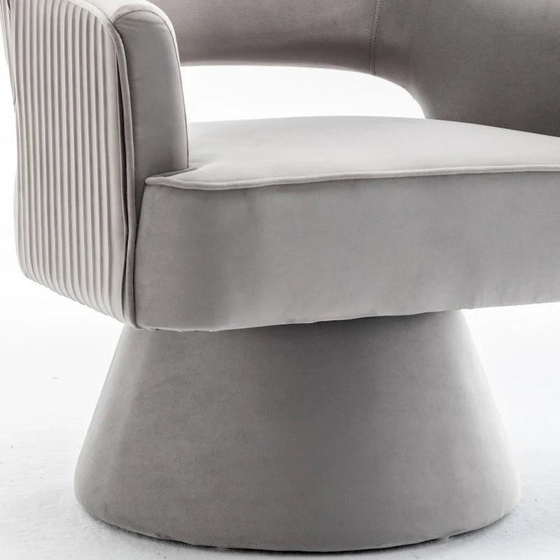 360 Swivel Accent Arm Barrel Chair Set of 2, Velvet Upholstered Living Room Chair with Metal Base, 250lbs Capacity