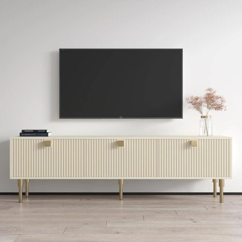 Modern TV Stand 70.9W x 15.7D x 21.3H - Fits up to 80 Inch TVs - Matte Finish Entertainment Center - EU Manufactured