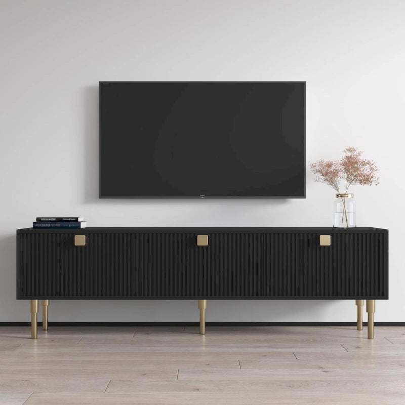 Modern TV Stand 70.9W x 15.7D x 21.3H - Fits up to 80 Inch TVs - Matte Finish Entertainment Center - EU Manufactured