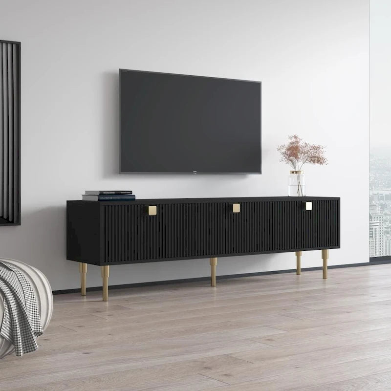 Modern TV Stand 70.9W x 15.7D x 21.3H - Fits up to 80 Inch TVs - Matte Finish Entertainment Center - EU Manufactured