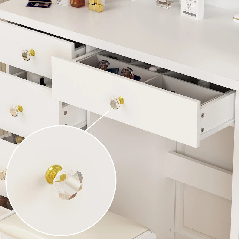 31.5 W Makeup Vanity Set with Stool and Mirror LED Light Dressr