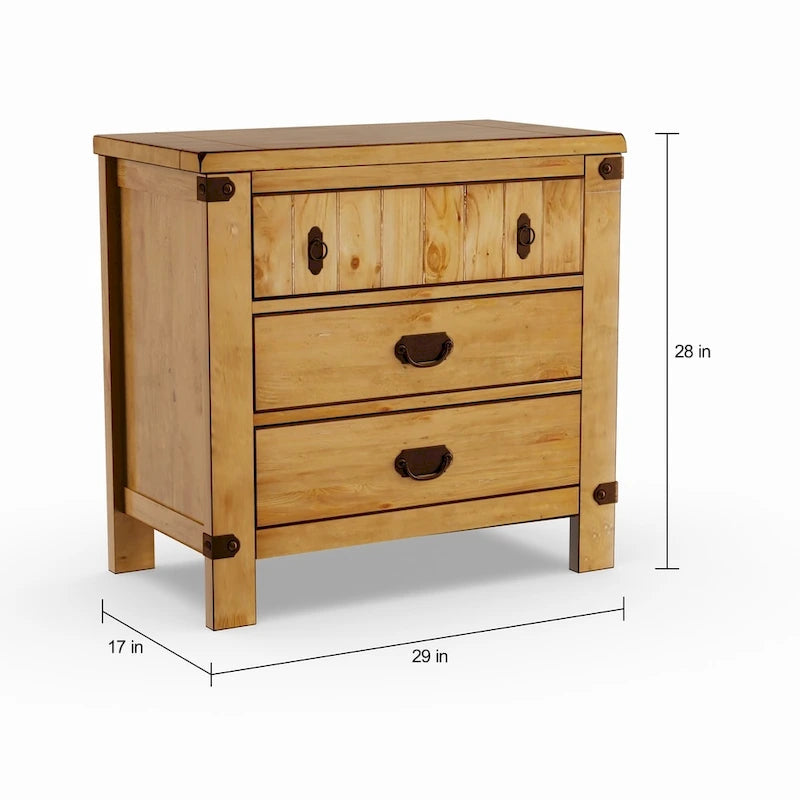 Sierren Country Wood 3-Drawer Nightstand with USB Outlet by Furniture of America