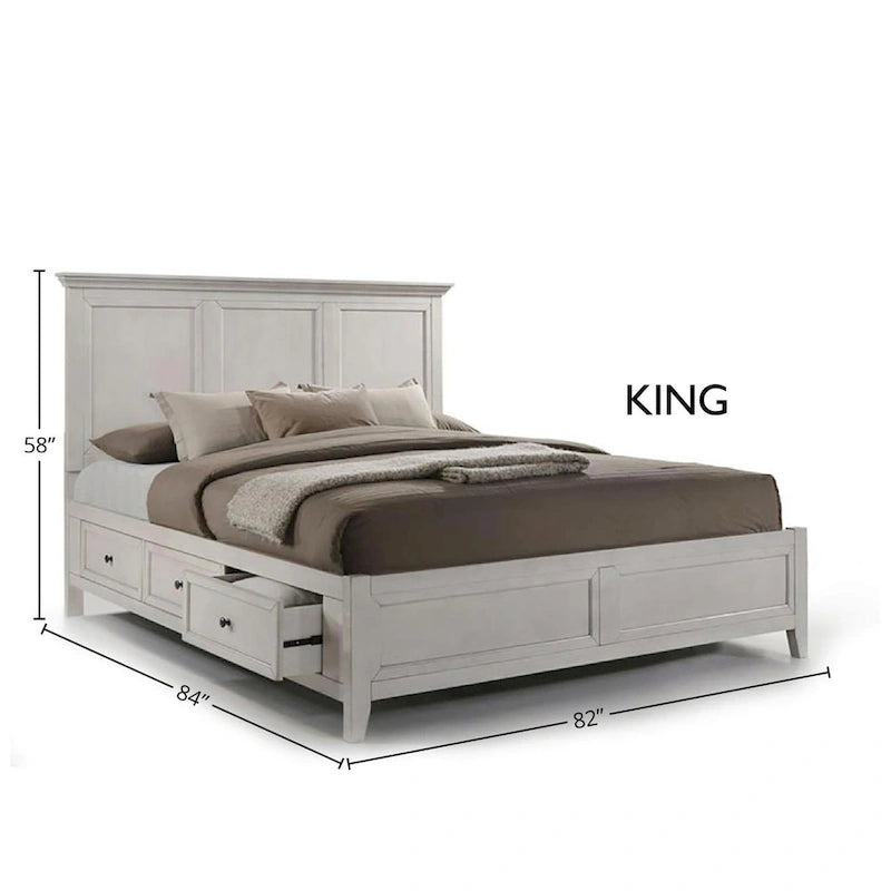 Storage Platform Bed, Hardwood & Birch Veneer, Cedar-Lined Drawers, 600lbs Capacity, Transitional Style, Queen/King