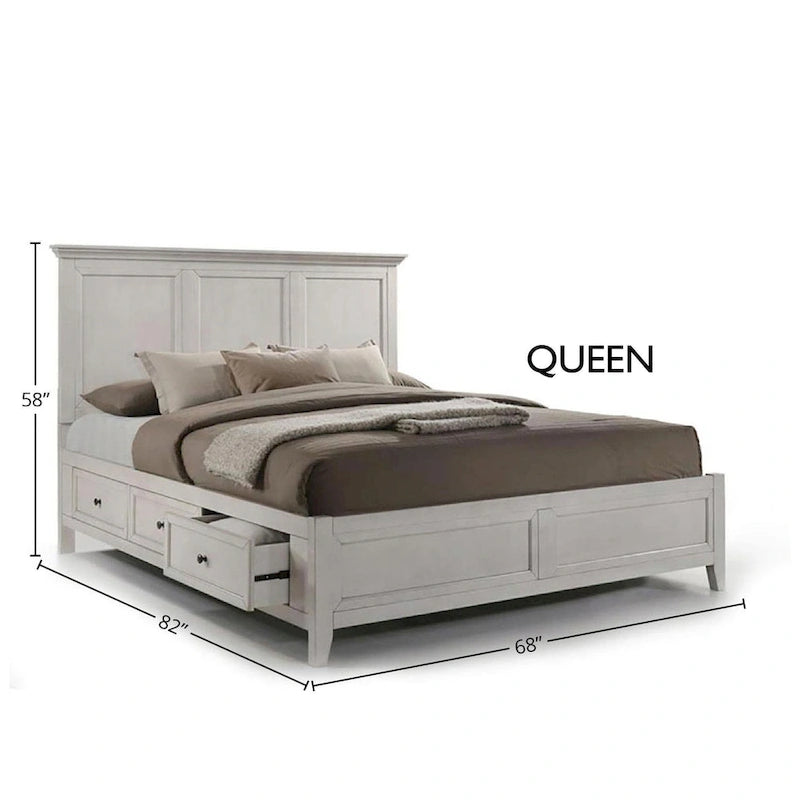 Storage Platform Bed, Hardwood & Birch Veneer, Cedar-Lined Drawers, 600lbs Capacity, Transitional Style, Queen/King