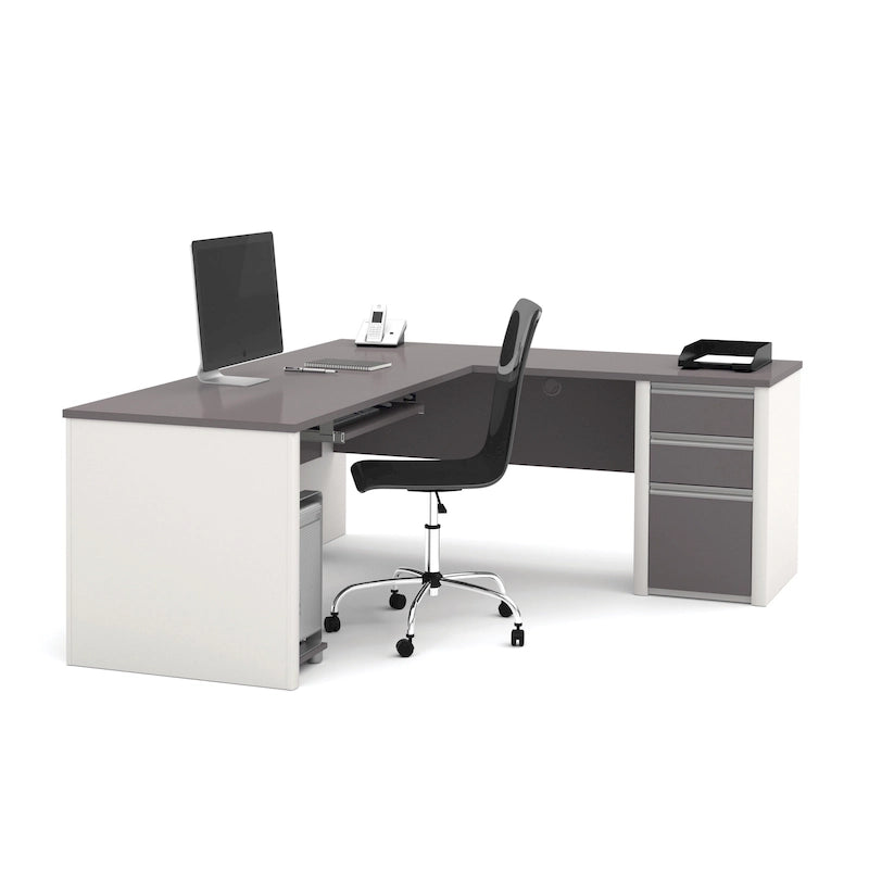 72W L-Shaped Desk with Storage Drawers - Home Office Desk with Keyboard Tray & CPU Stand - Commercial Grade