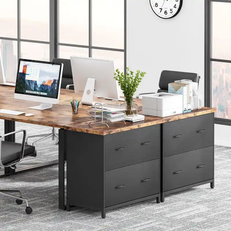2-Drawer Lateral File Cabinet, Wood & Steel Frame, Full Extension Drawers, 220lbs Capacity, Home Office Storage Furniture