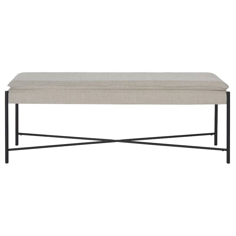 Cushioned X-Bench 50W x 14D x 19H - Modern Upholstered Bench with Leather Cushion - Minimalist Entryway Seating