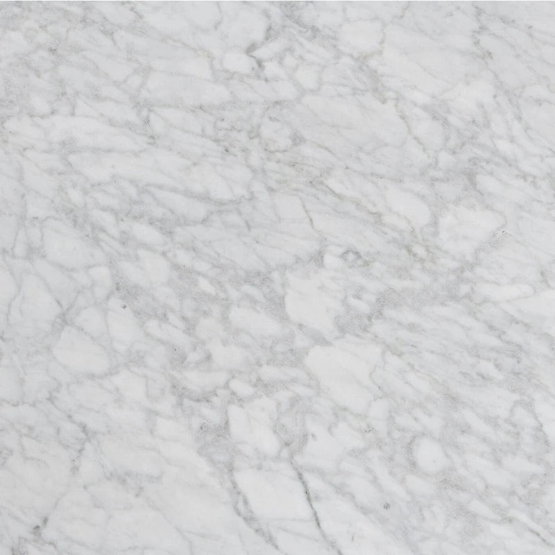 Round Marble Coffee Table 31.5" Diameter - Italian Carrara Marble Top - Walnut Wood Legs - Mid-Century Modern