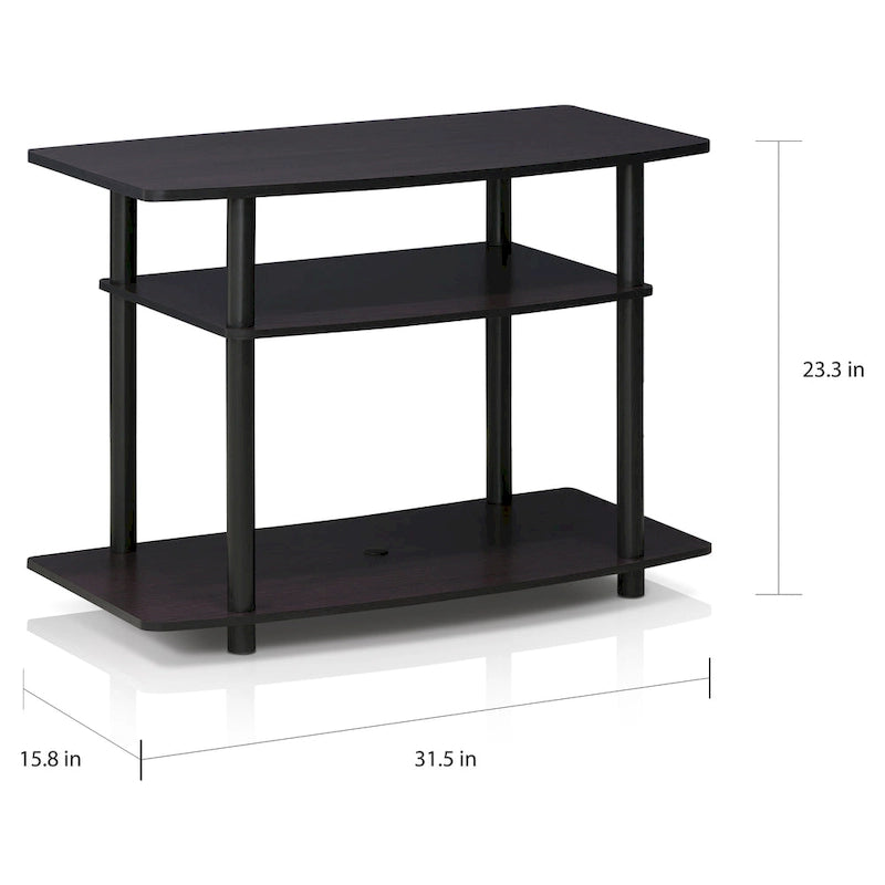 3-Tier TV Stand for 32" TVs - No Tools Assembly 31.5W x 15.8D x 23.3H - Eco-Friendly MDF Contemporary