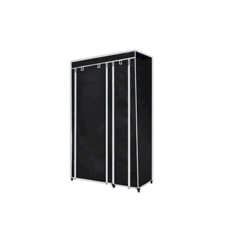 Folding Wardrobe 43W x 18D x 69H - Portable Closet with Zippered Door - Black Fleece Fabric - Steel Frame - Space Saving