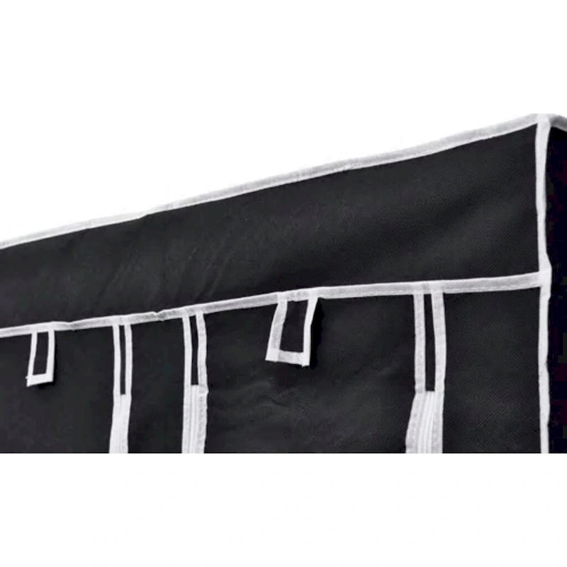 Folding Wardrobe 43W x 18D x 69H - Portable Closet with Zippered Door - Black Fleece Fabric - Steel Frame - Space Saving