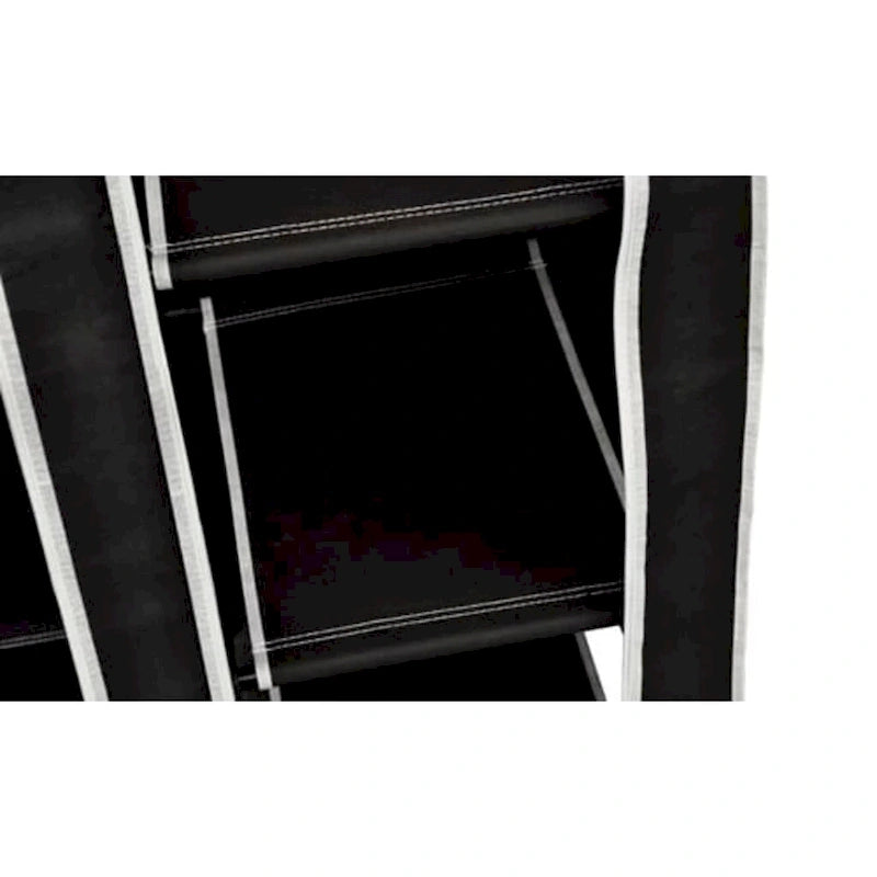 Folding Wardrobe 43W x 18D x 69H - Portable Closet with Zippered Door - Black Fleece Fabric - Steel Frame - Space Saving