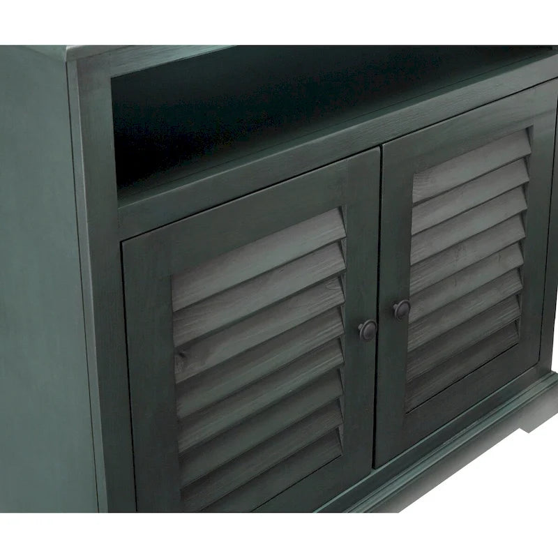 Shutter Door Accent Cabinet - Storage Chest with Shelf - Eclectic Style - Multiple Color Options