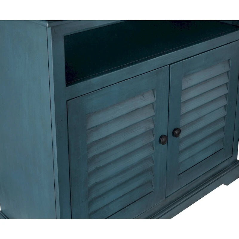 Shutter Door Accent Cabinet - Storage Chest with Shelf - Eclectic Style - Multiple Color Options