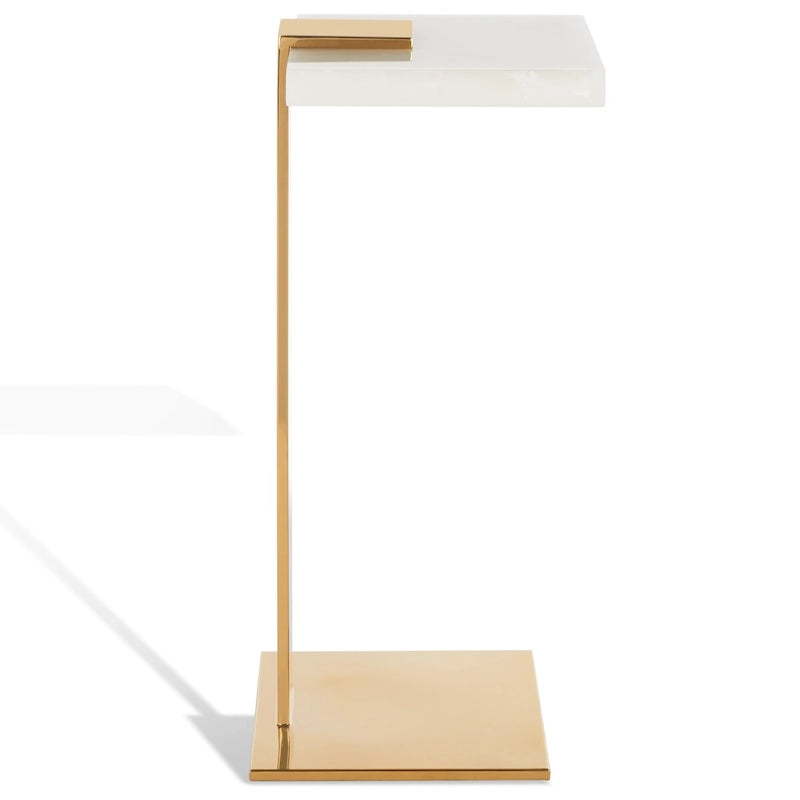 Acrylic Drink Table 10W x 10D x 24H - Crystal Clear with Brass Accents - Modern Geometric Design