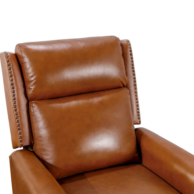 Genuine Leather Push Back Recliner Chairs Set of 2 - Mid-Century Modern 41H x 32W x 36D - 350 lbs Capacity