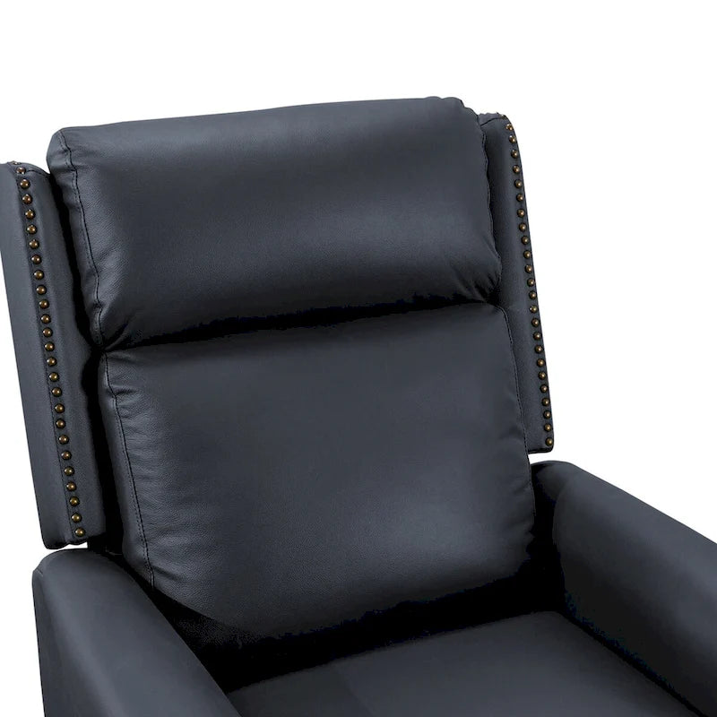 Genuine Leather Push Back Recliner Chairs Set of 2 - Mid-Century Modern 41H x 32W x 36D - 350 lbs Capacity