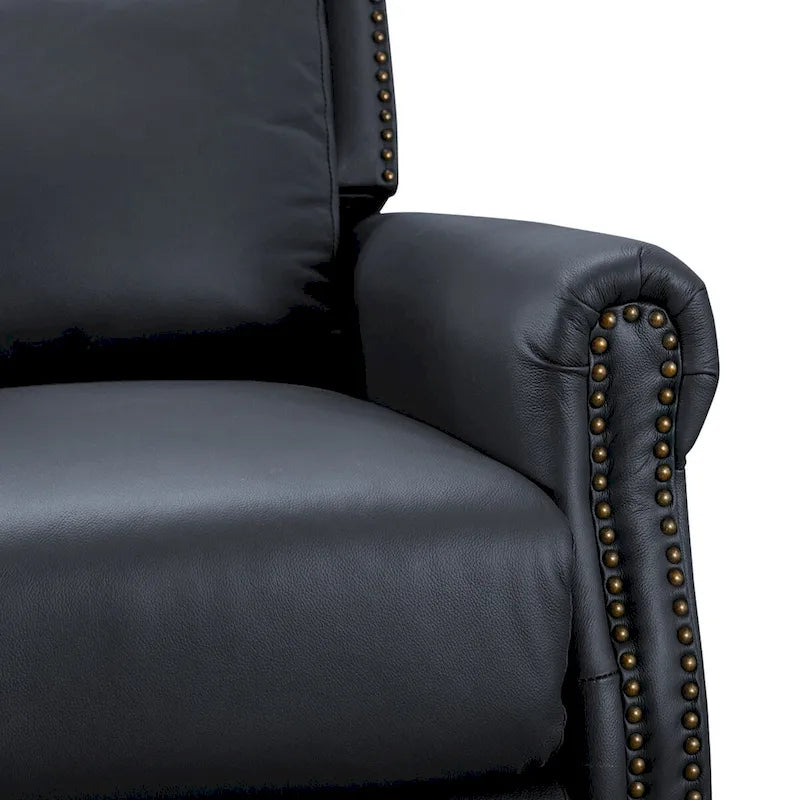 Genuine Leather Push Back Recliner Chairs Set of 2 - Mid-Century Modern 41H x 32W x 36D - 350 lbs Capacity