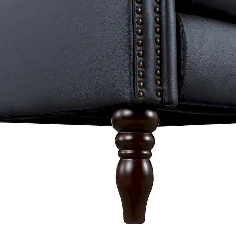 Genuine Leather Push Back Recliner Chairs Set of 2 - Mid-Century Modern 41H x 32W x 36D - 350 lbs Capacity