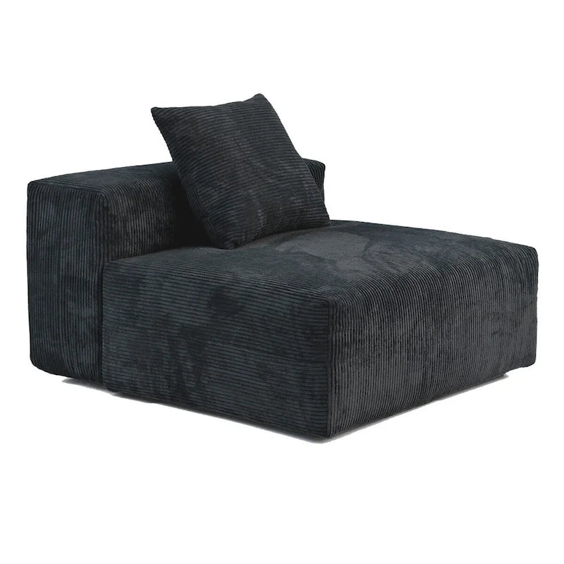 Modular Sectional Sofa Corduroy Deep Seat L-Shape U-Shape Convertible with Ottoman Wood Legs 4 Pillows - High Resilience