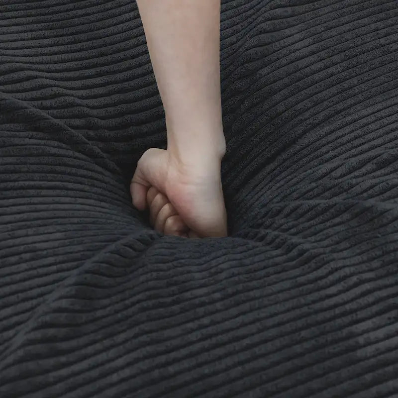 Modular Sectional Sofa Corduroy Deep Seat L-Shape U-Shape Convertible with Ottoman Wood Legs 4 Pillows - High Resilience