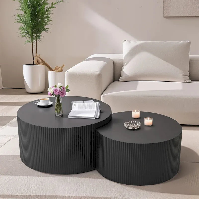 Vertical Stripe Design Nesting Coffee Table Set