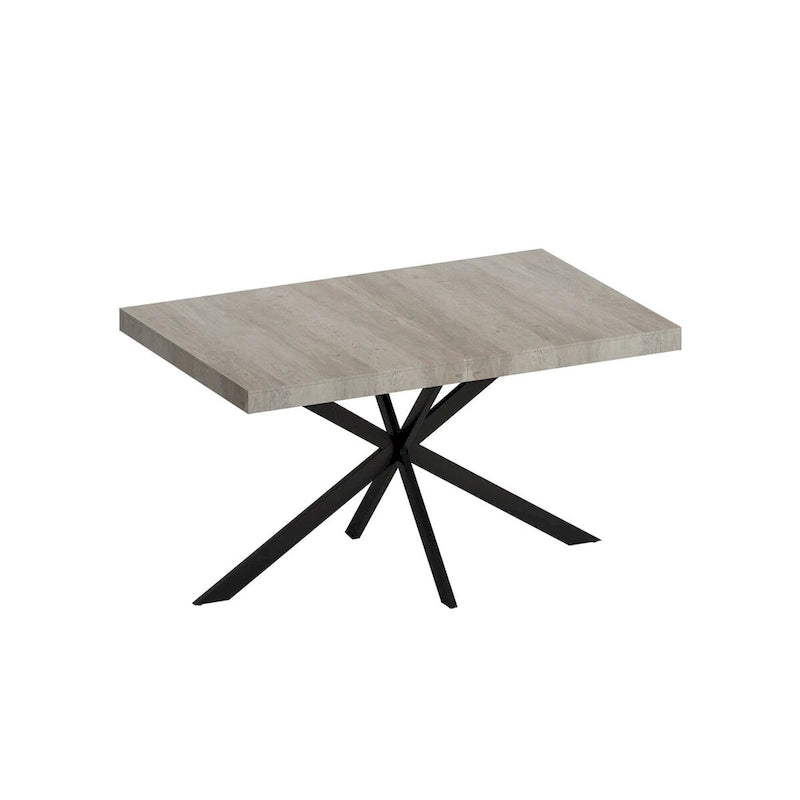 Extendable Dining Table with Storage Box Retro Rectangular MDF Top Iron Legs 165 lbs Capacity - Kitchen Furniture