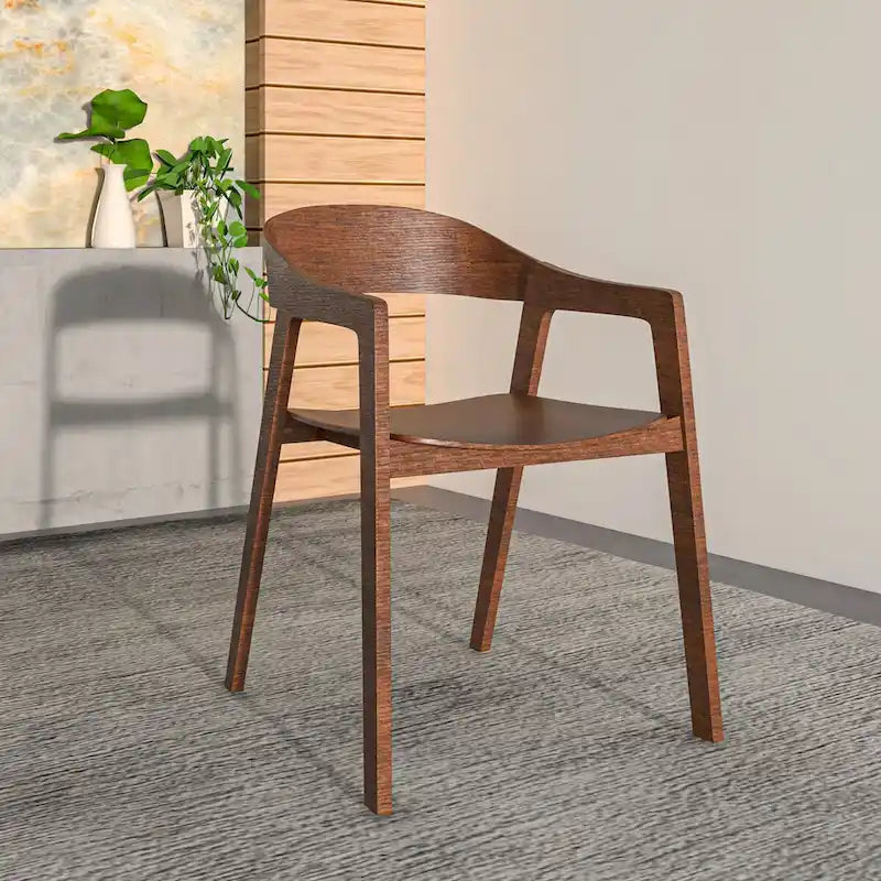 Rivo Modern Accent Dining Chairs with Arms in Oak Wood for Dining Room, Living Room and Kitchen