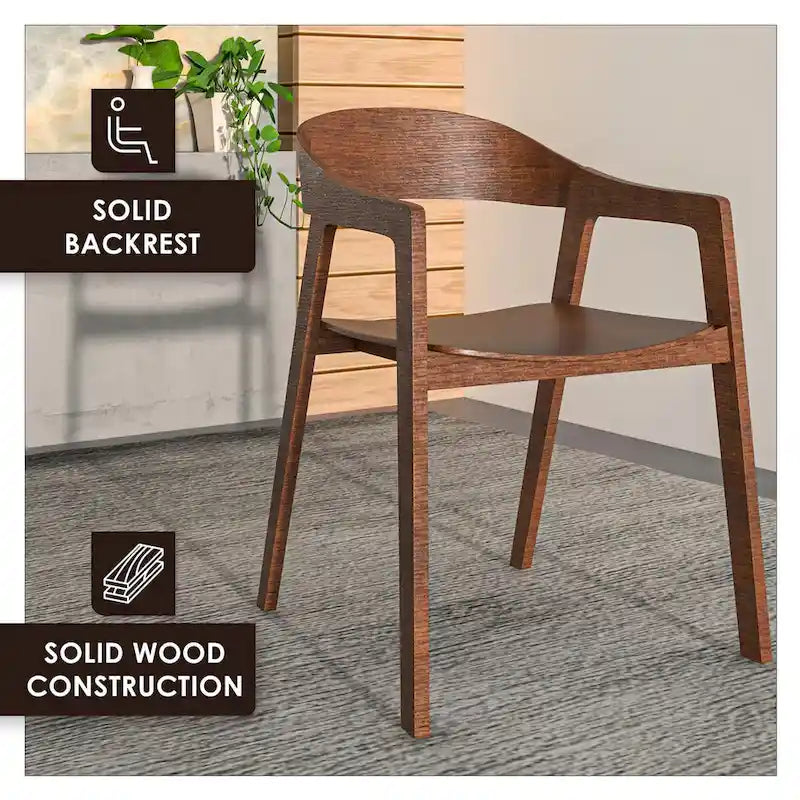 Solid Oak Dining Chair with Arms - Open Back Design - Biscuit Joint - Fully Assembled - Modern Accent Armchair - 29.7x23x20.3 inch