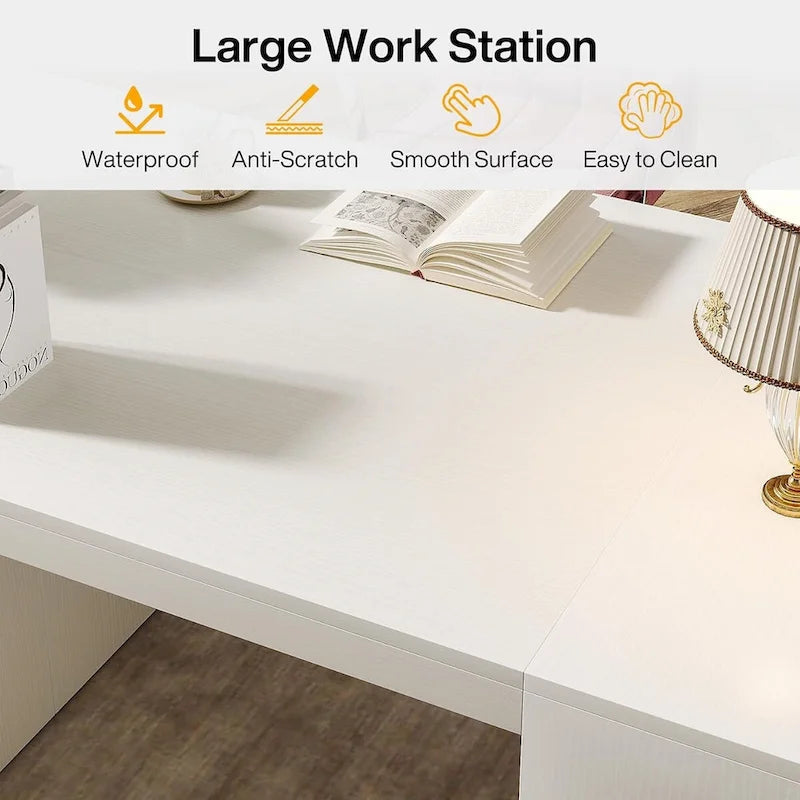 62" Executive Computer Desk - 3 Storage Shelves - E1 Wood - 200 lbs Capacity - Modern Home Office Desk - 62.2x30.71x29.53 inch