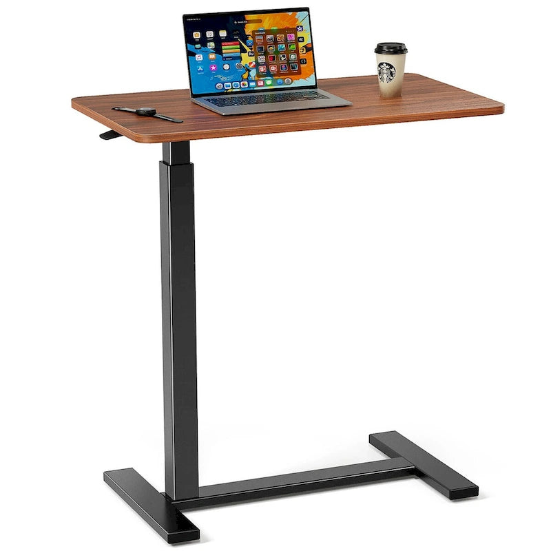 Adjustable Height Mobile Overbed Table with Lockable Wheels, Rolling Laptop Desk, Portable Standing Workstation for Home