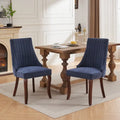 Upholstered Dining Chairs Set of 2 - High Back with Channel Tufting - Rayon Fabric - Solid Wood Curved Legs