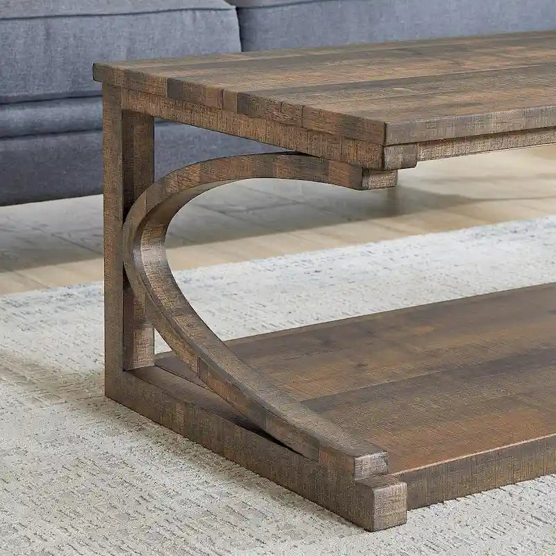 Geometric Coffee Table with Storage Shelf - Solid Rubberwood Legs - MDF Top - 23.8x23.8x24 inch - 250 lbs - Modern Square Table