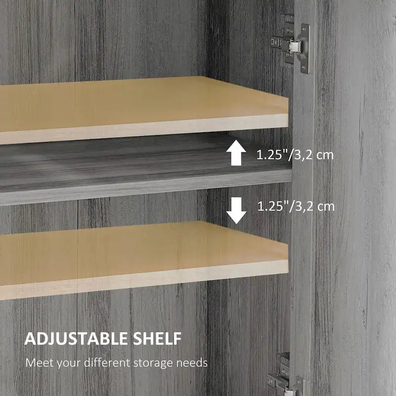 Farmhouse Barn Door Accent Cabinet with Drawer Adjustable Shelf 110 lbs Capacity Light Gray Wood Grain - Kitchen Sideboard