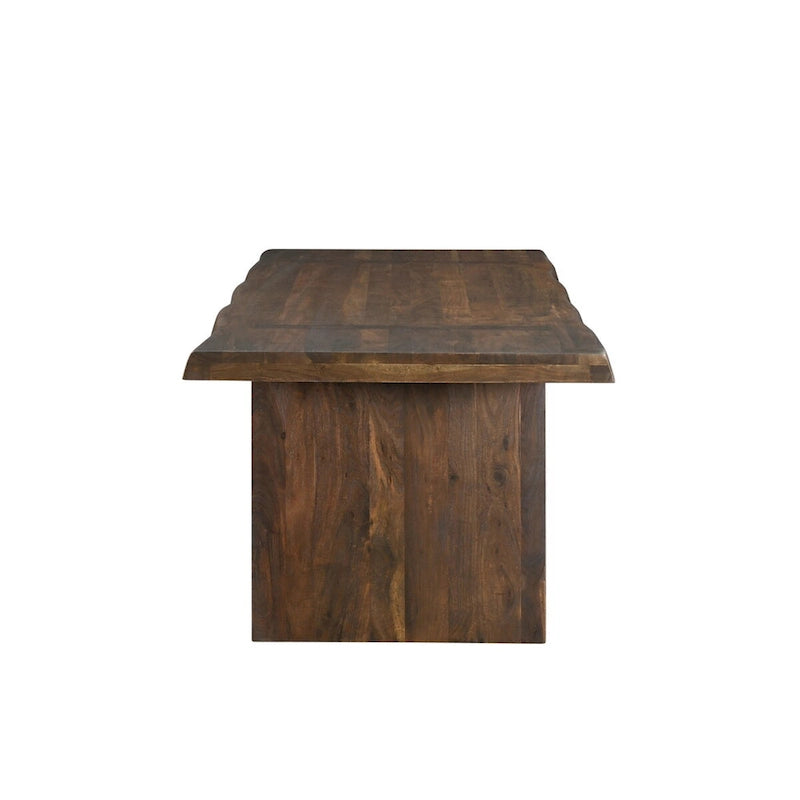 Live Edge Solid Wood Dining Table - Handcrafted Acacia Wood with Double Pedestal Base - Modern Minimalist - Natural Finish