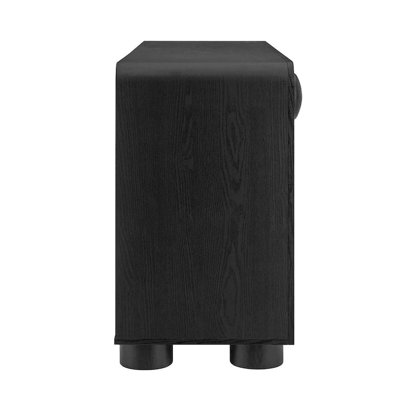 57" Retro Curved Sideboard Storage Cabinet - 3 Drawers - Soft-Close Doors - Adjustable Shelves - TV Stand for 64" TVs